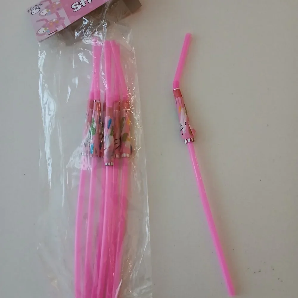 Cute, Fun Kids Straws - Colorful Curly & Hello Kitty Umbrella